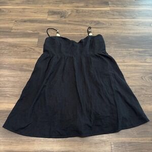 Abercrombie & Fitch Dress Womens XL Black Linen Romper Beaded Strap Summer